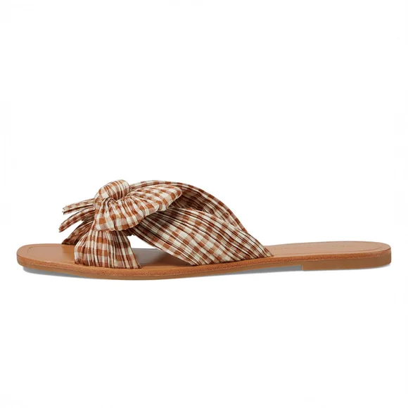 NIB Loeffler Randall Rima Women's Bow Slide Sandals Brown Gingham - Size US 9 - Picture 2 of 14